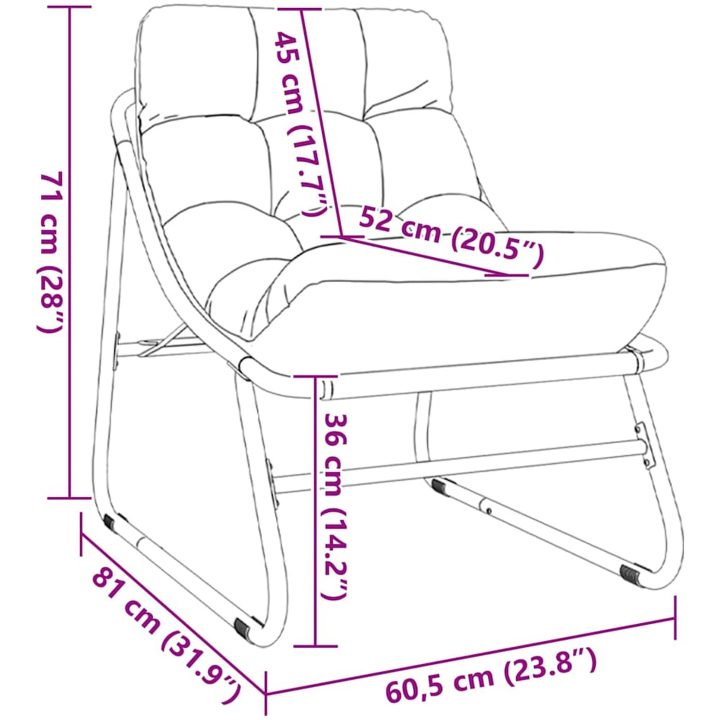 Trädgårdsavslappningsstolar 2 st med dyna svart 60x80x71 cm stål vidaXL 60.5 x 81 x 71 cm – bild 12