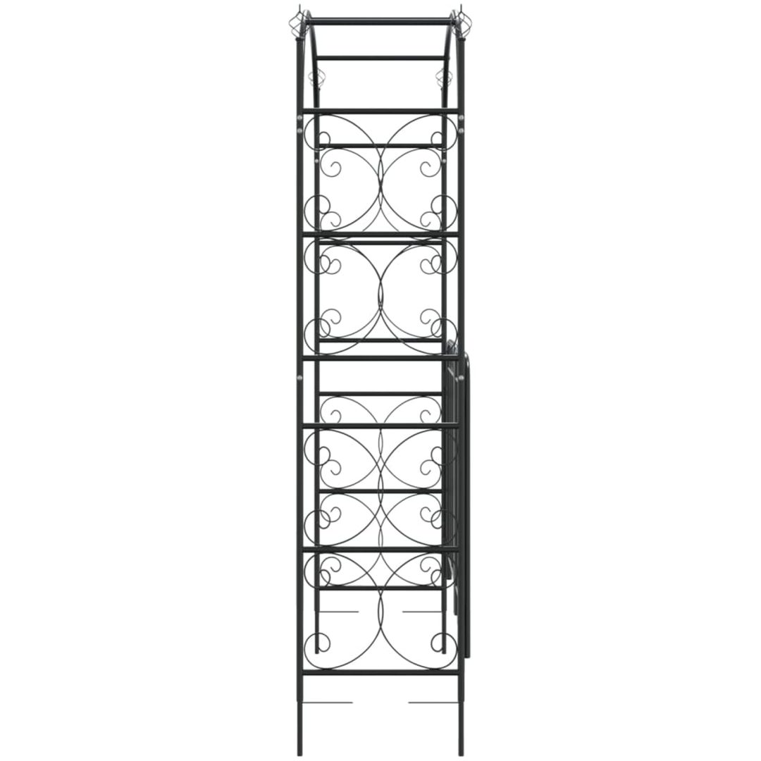 Trädgårdsbåge med grind svart 108x45x235 cm stål vidaXL – bild 4