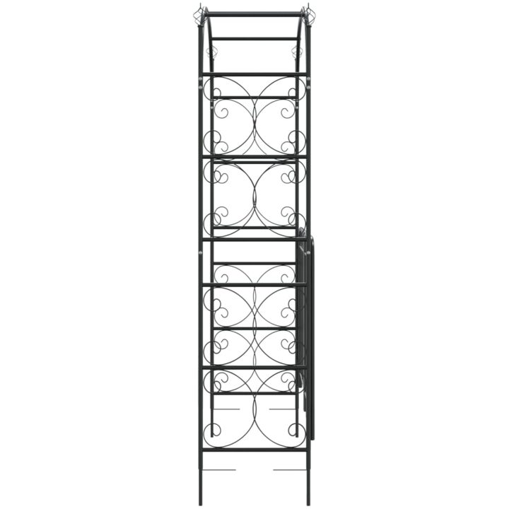 Trädgårdsbåge med grind svart 108x45x235 cm stål vidaXL – bild 4