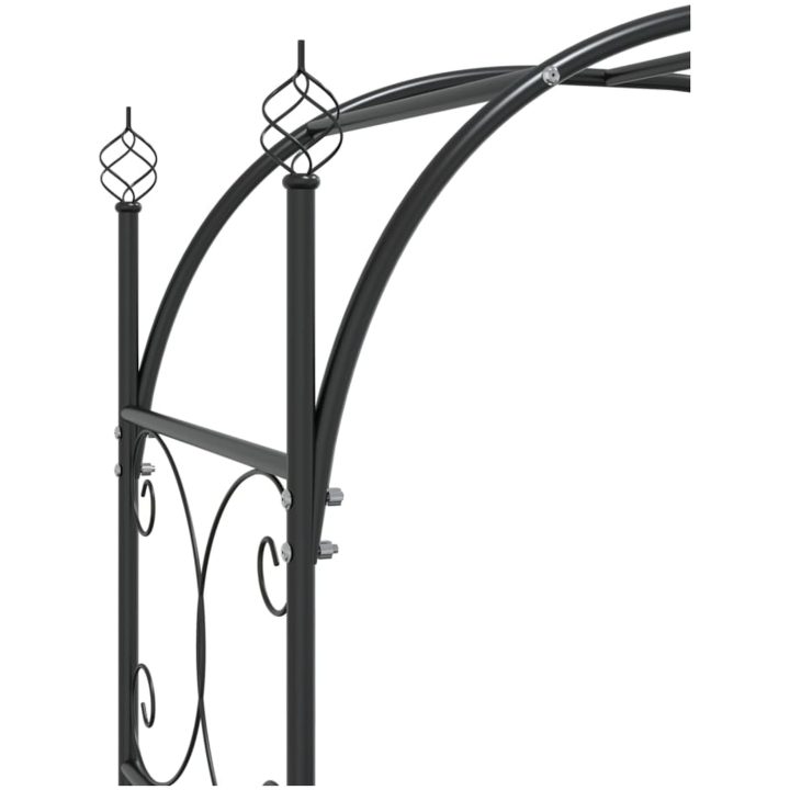 Trädgårdsbåge med grind svart 108x45x235 cm stål vidaXL – bild 6