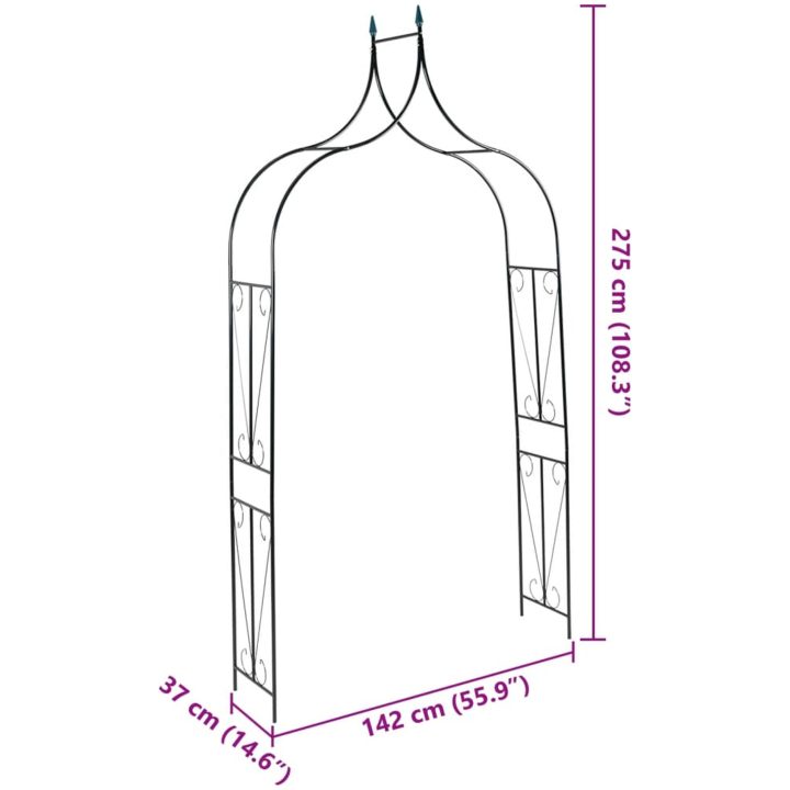Trädgårdsbåge mörkgrön 120x38x258 cm järn vidaXL – bild 6