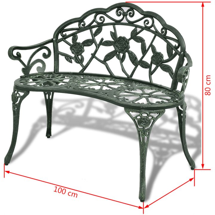 Trädgårdsbänk 100 cm gjuten aluminium grön vidaXL – bild 4