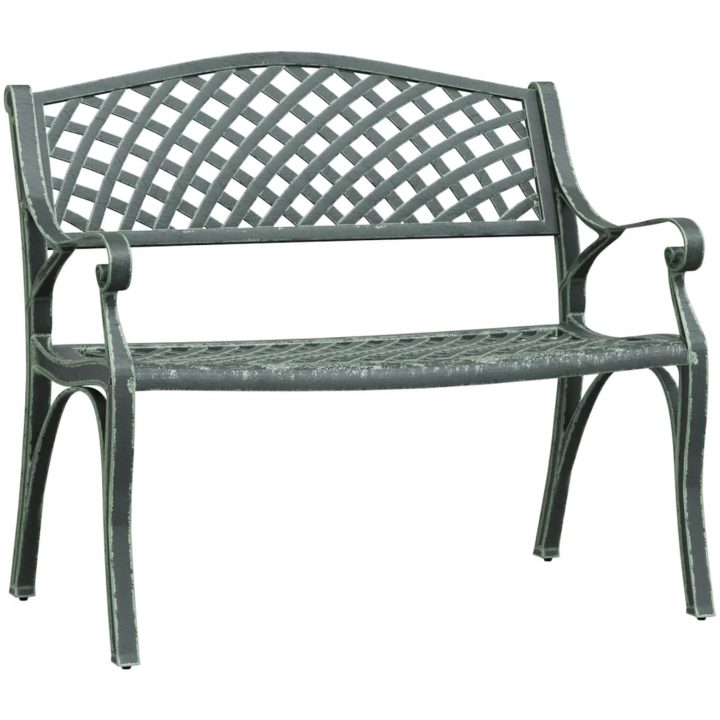 Trädgårdsbänk 102 cm gjuten aluminium grön vidaXL – bild 2