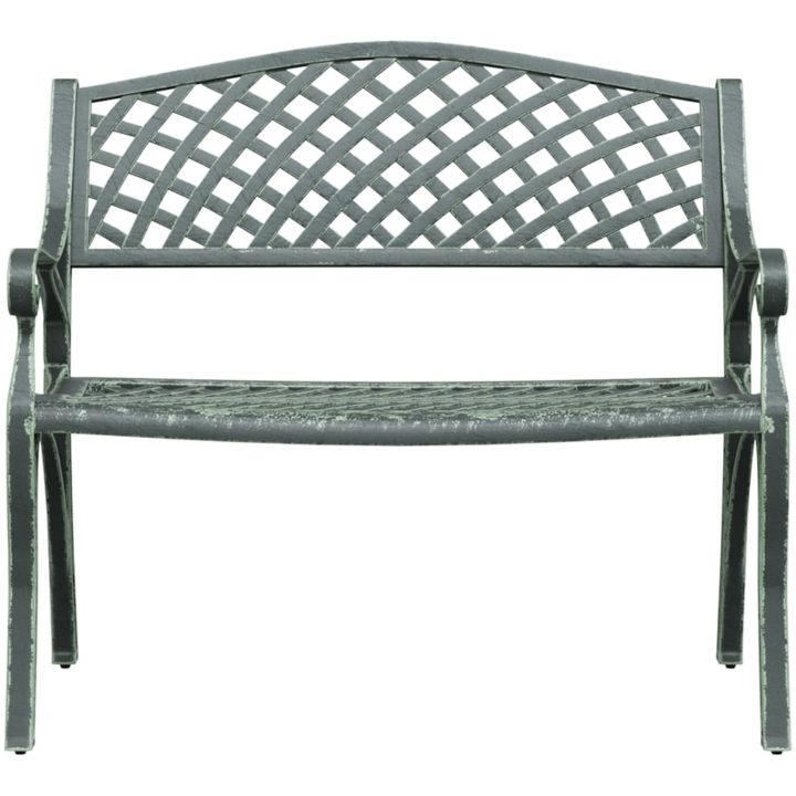 Trädgårdsbänk 102 cm gjuten aluminium grön vidaXL – bild 3