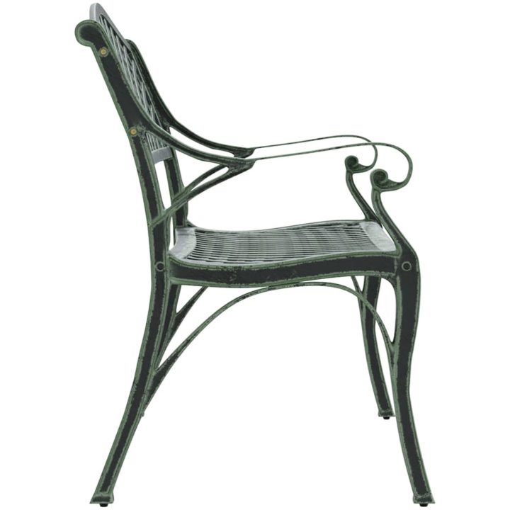Trädgårdsbänk 102 cm gjuten aluminium grön vidaXL – bild 4