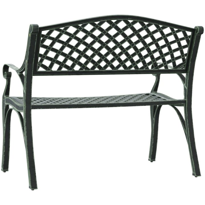 Trädgårdsbänk 102 cm gjuten aluminium grön vidaXL – bild 5
