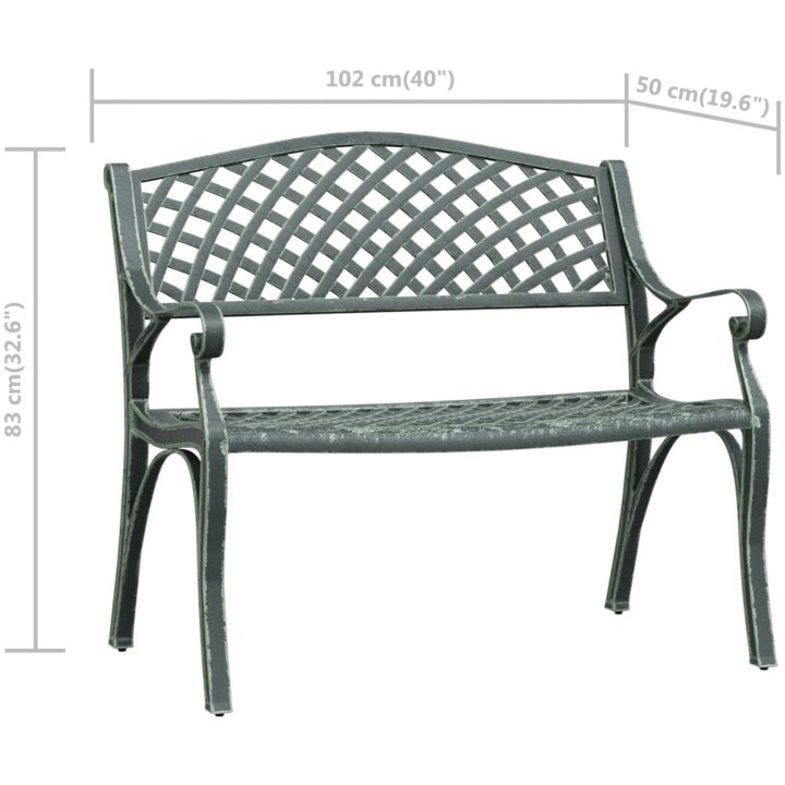 Trädgårdsbänk 102 cm gjuten aluminium grön vidaXL – bild 7