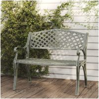 Trädgårdsbänk 102 cm gjuten aluminium grön vidaXL