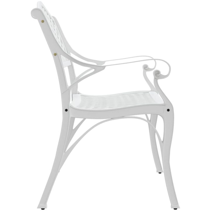 Trädgårdsbänk 102 cm gjuten aluminium vit vidaXL – bild 4