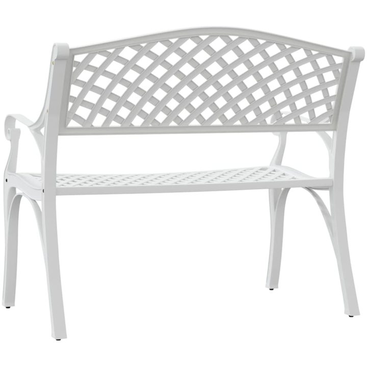 Trädgårdsbänk 102 cm gjuten aluminium vit vidaXL – bild 5