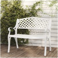 Trädgårdsbänk 102 cm gjuten aluminium vit vidaXL