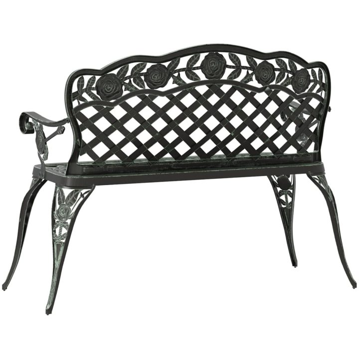 Trädgårdsbänk 108 cm gjuten aluminium grön vidaXL – bild 5