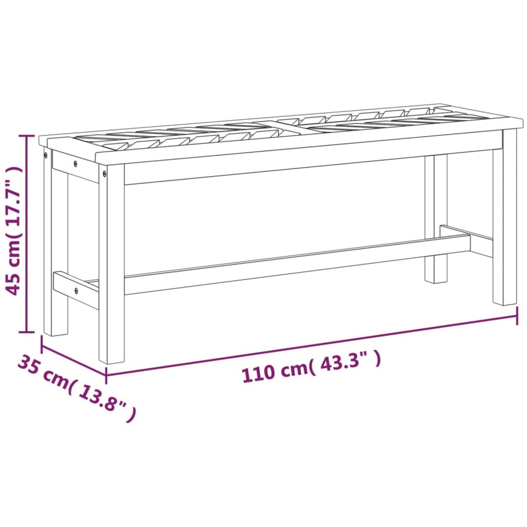 Trädgårdsbänk 110 cm massivt akaciaträ vidaXL 110 x 35 x 45 cm – bild 7