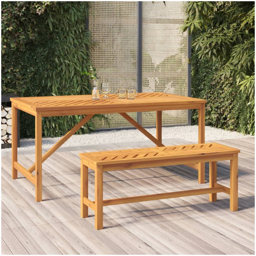 Trädgårdsbänk 110 cm massivt akaciaträ vidaXL 110 x 35 x 45 cm