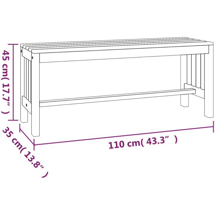 Trädgårdsbänk 110 cm massivt eukalyptusträ vidaXL 110 x 35 x 45 cm – bild 6