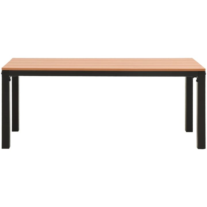 Trädgårdsbänk 110 cm stål och WPC brun och svart vidaXL – bild 3