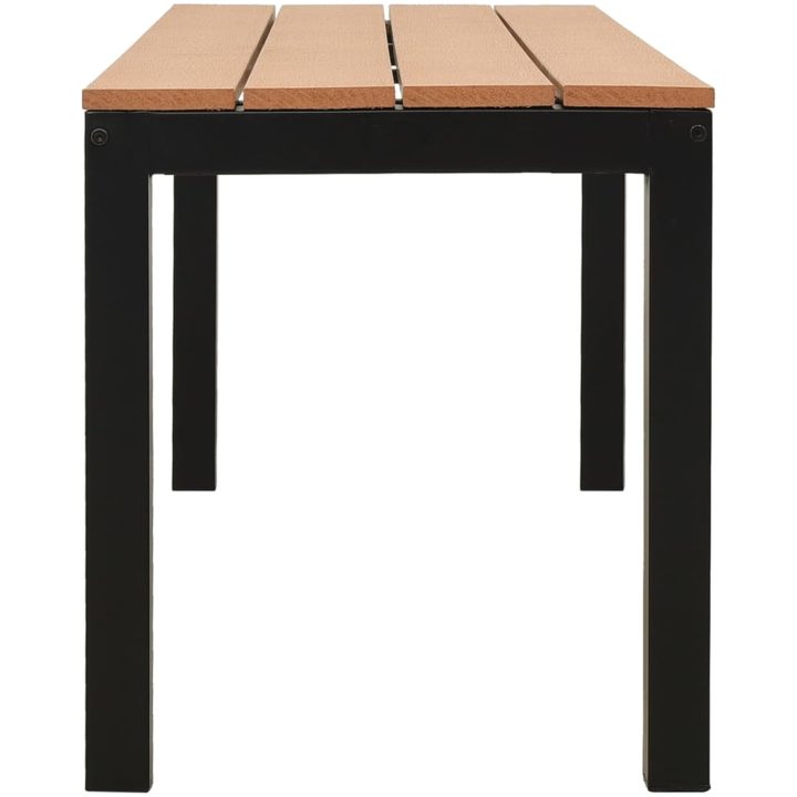 Trädgårdsbänk 110 cm stål och WPC brun och svart vidaXL – bild 4