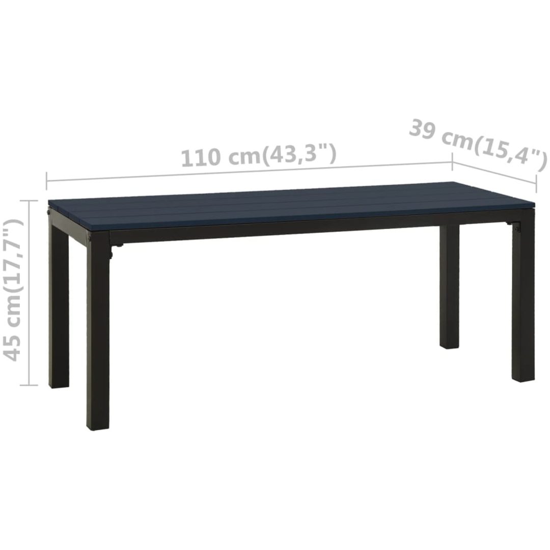 Trädgårdsbänk 110 cm stål och WPC svart vidaXL – bild 6