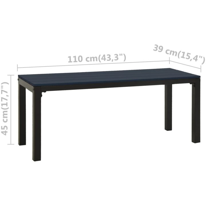 Trädgårdsbänk 110 cm stål och WPC svart vidaXL – bild 6