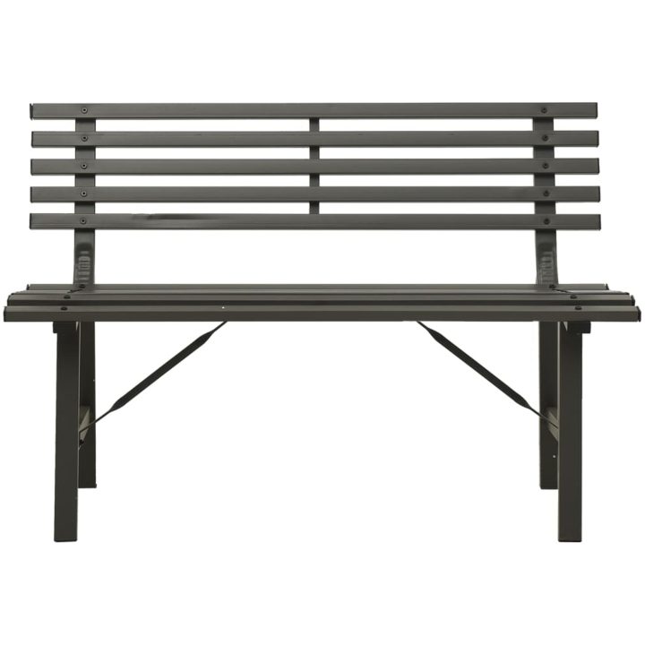 Trädgårdsbänk 110 cm stål svart vidaXL – bild 3