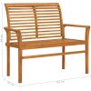 Trädgårdsbänk 112 cm massiv teak vidaXL – miniatyr 6