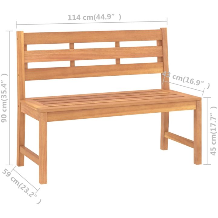 Trädgårdsbänk 114 cm massiv teak vidaXL 114 x 59 x 90 cm – bild 7