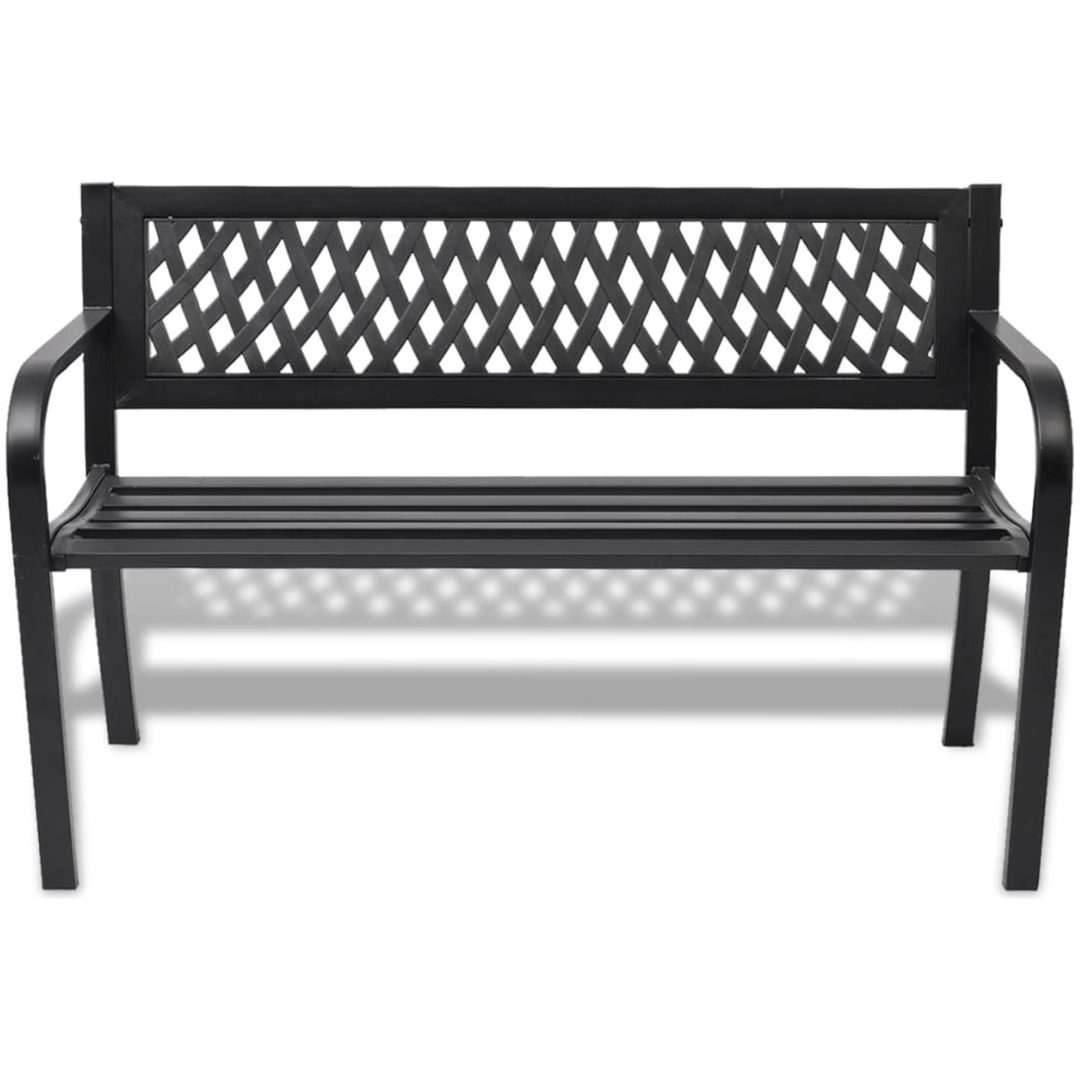 Trädgårdsbänk 118 cm stål svart vidaXL – bild 2