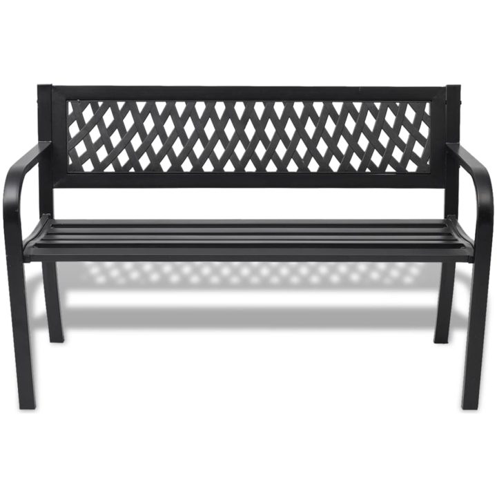 Trädgårdsbänk 118 cm stål svart vidaXL – bild 2
