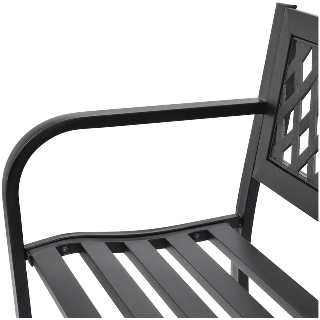 Trädgårdsbänk 118 cm stål svart vidaXL – bild 3
