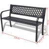 Trädgårdsbänk 118 cm stål svart vidaXL – miniatyr 4