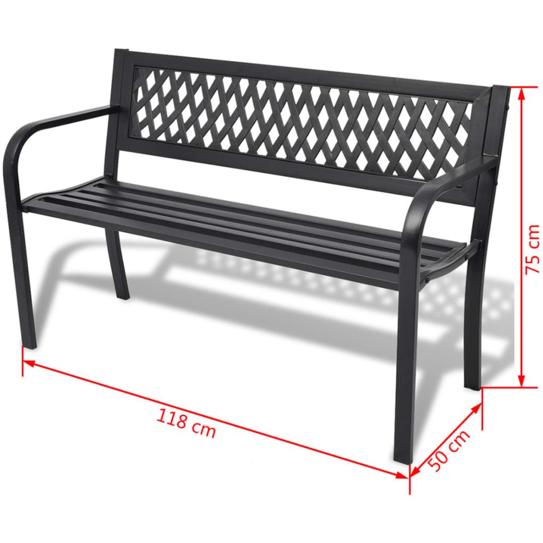 Trädgårdsbänk 118 cm stål svart vidaXL – bild 4