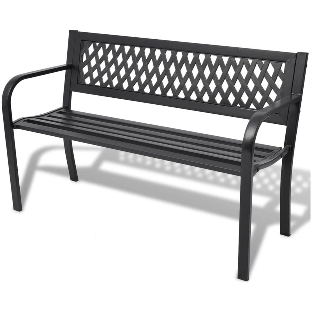 Trädgårdsbänk 118 cm stål svart vidaXL