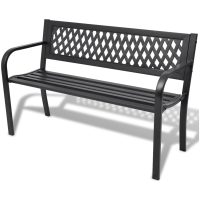 Trädgårdsbänk 118 cm stål svart vidaXL