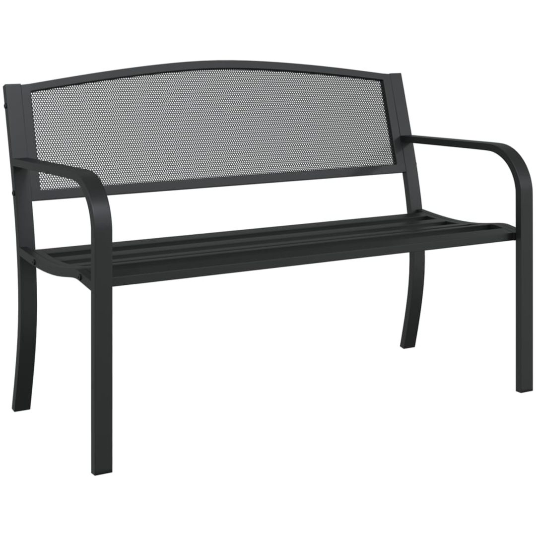 Trädgårdsbänk 119 cm svart stål vidaXL – bild 2