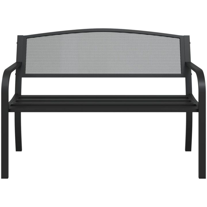 Trädgårdsbänk 119 cm svart stål vidaXL – bild 4