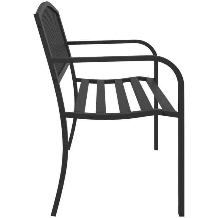 Trädgårdsbänk 119 cm svart stål vidaXL – bild 5