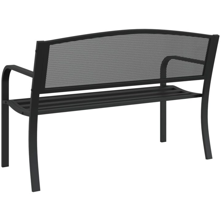 Trädgårdsbänk 119 cm svart stål vidaXL – bild 6