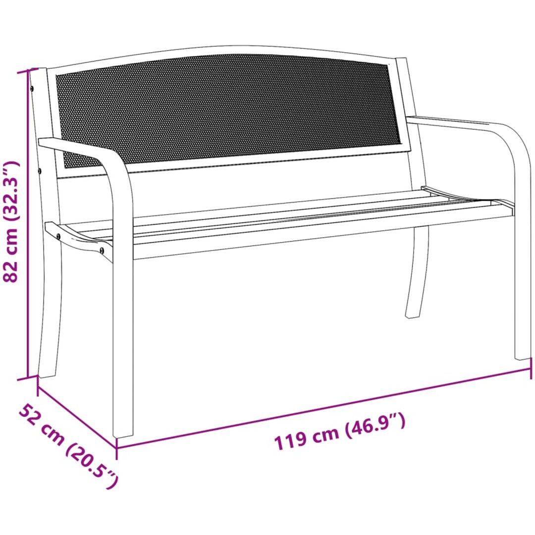 Trädgårdsbänk 119 cm svart stål vidaXL – bild 8