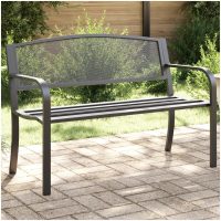 Trädgårdsbänk 119 cm svart stål vidaXL