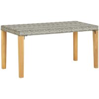 Trädgårdsbänk 120 cm grå konstrotting och massivt akaciaträ vidaXL