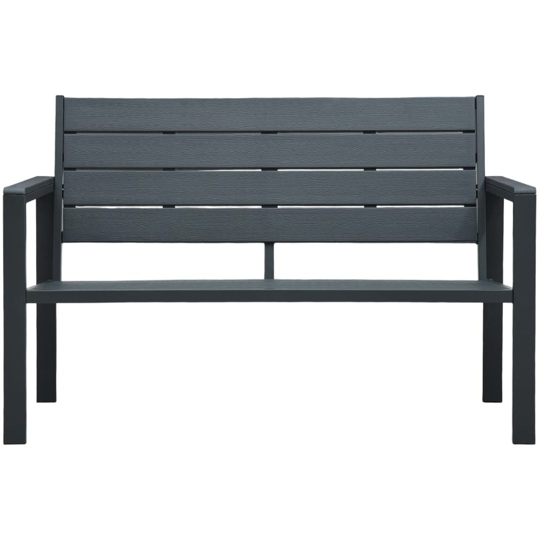 Trädgårdsbänk 120 cm HDPE grå träutseende vidaXL – bild 2