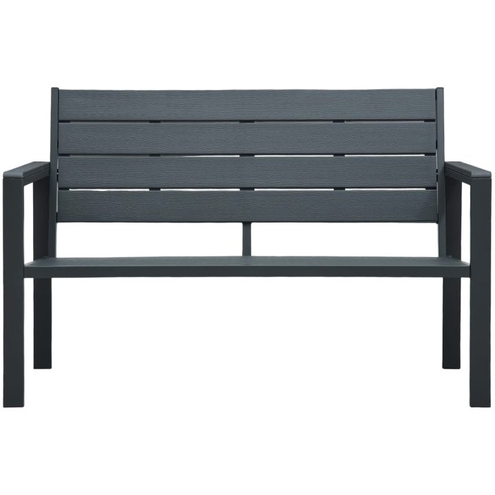 Trädgårdsbänk 120 cm HDPE grå träutseende vidaXL – bild 2