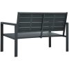Trädgårdsbänk 120 cm HDPE grå träutseende vidaXL – miniatyr 4