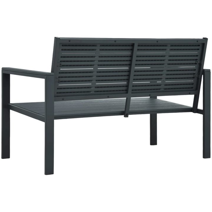 Trädgårdsbänk 120 cm HDPE grå träutseende vidaXL – bild 4