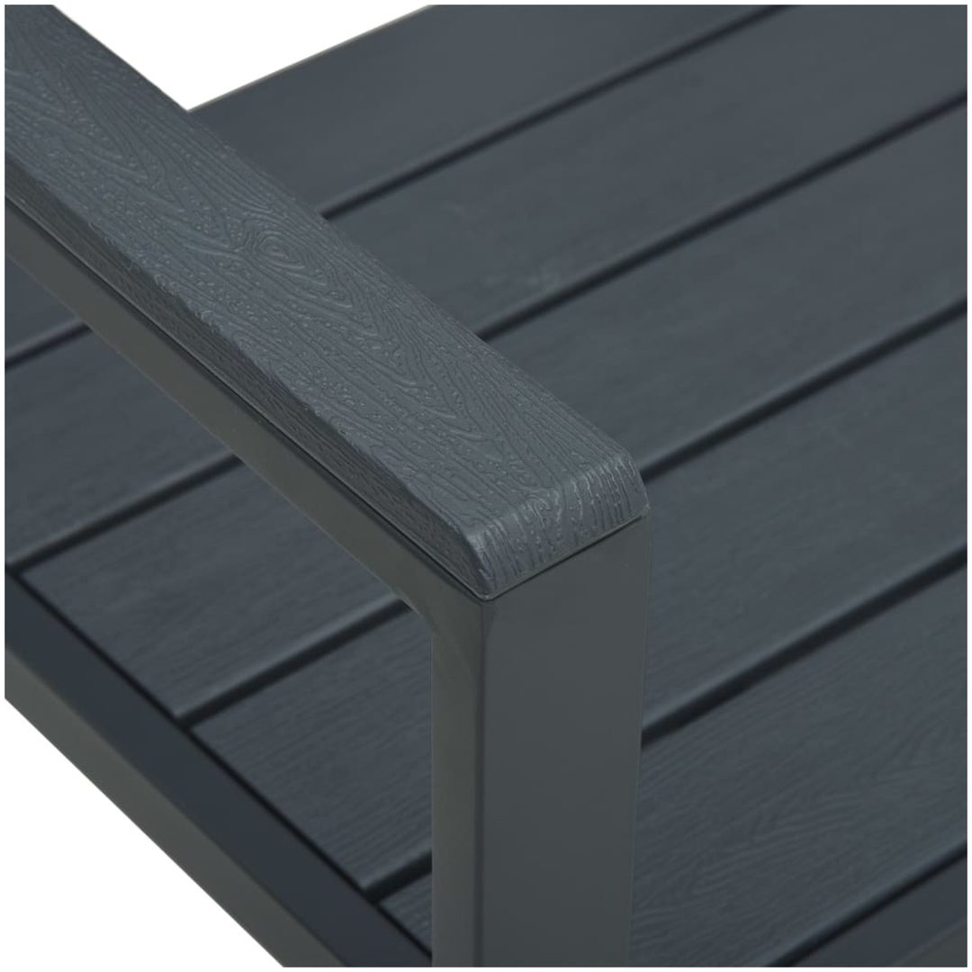 Trädgårdsbänk 120 cm HDPE grå träutseende vidaXL – bild 5