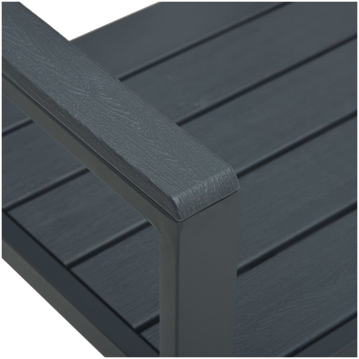 Trädgårdsbänk 120 cm HDPE grå träutseende vidaXL – bild 5