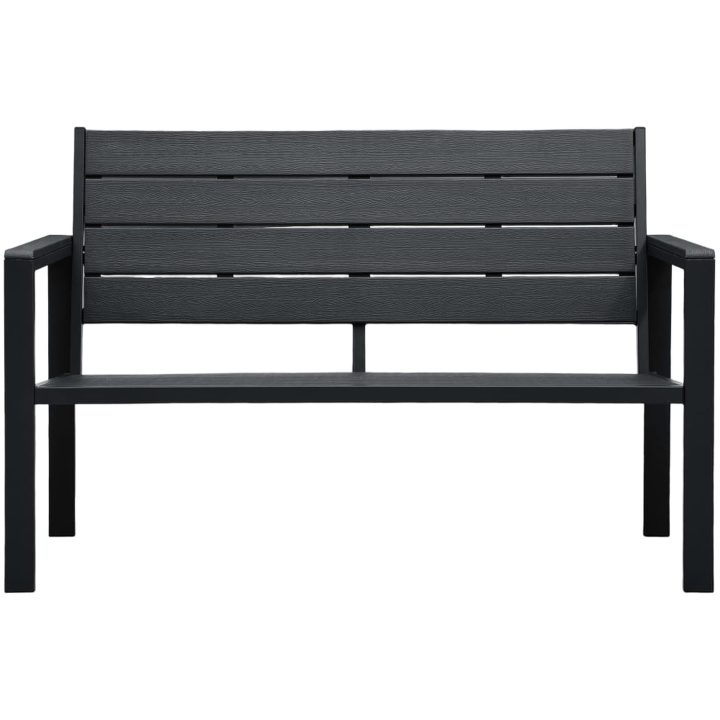 Trädgårdsbänk 120 cm HDPE svart träutseende vidaXL – bild 2