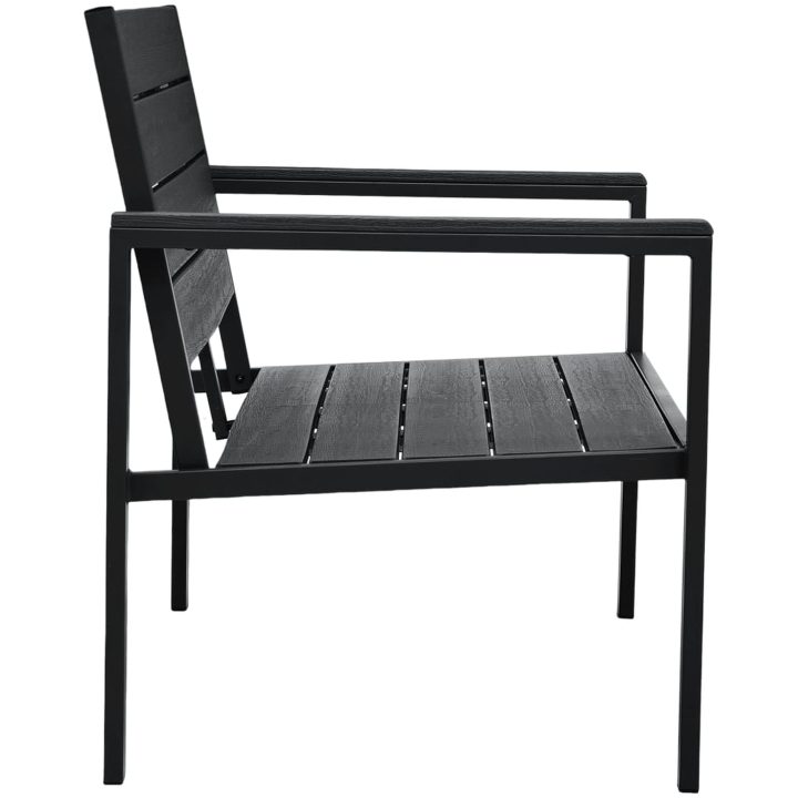Trädgårdsbänk 120 cm HDPE svart träutseende vidaXL – bild 4