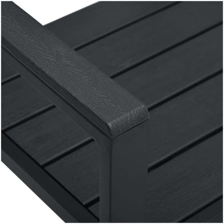 Trädgårdsbänk 120 cm HDPE svart träutseende vidaXL – bild 5