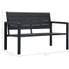 Trädgårdsbänk 120 cm HDPE svart träutseende vidaXL – miniatyr 6